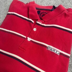 Vintage Mecca Polo Men's XL Short Sleeve Red Y2K 100% Cotton Has small hole